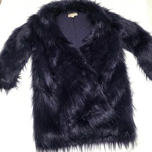 Michael Kors MED Purple Faux Fur Coat with Collar